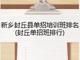 新乡封丘县单招培训班排名(封丘单招班排行)