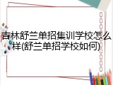 吉林舒兰单招集训学校怎么样(舒兰单招学校如何)
