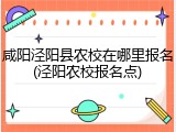 咸阳泾阳县农校在哪里报名(泾阳农校报名点)