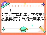 南宁兴宁单招集训学校要什么条件(南宁单招集训条件)