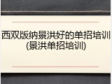 西双版纳景洪好的单招培训(景洪单招培训)