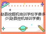 赵县挖掘机培训学校学费多少(赵县挖机培训学费)