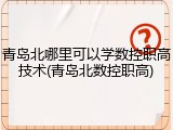 青岛北哪里可以学数控职高技术(青岛北数控职高)