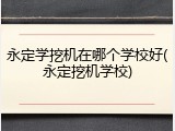 永定学挖机在哪个学校好(永定挖机学校)