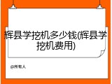 辉县学挖机多少钱(辉县学挖机费用)