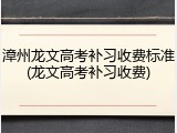 漳州龙文高考补习收费标准(龙文高考补习收费)