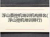 浮山县挖机培训机构排名(浮山挖机培训排行)