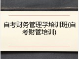 自考财务管理学培训班(自考财管培训)