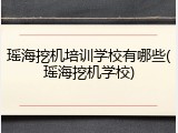 瑶海挖机培训学校有哪些(瑶海挖机学校)