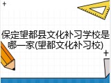 保定望都县文化补习学校是哪一家(望都文化补习校)