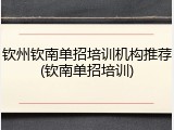 钦州钦南单招培训机构推荐(钦南单招培训)