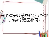 三明建宁县精品补习学校地址(建宁精品补习)