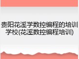 贵阳花溪学数控编程的培训学校(花溪数控编程培训)