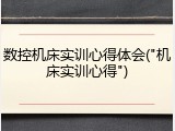数控机床实训心得体会("机床实训心得")