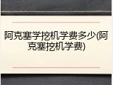 阿克塞学挖机学费多少(阿克塞挖机学费)