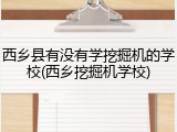 西乡县有没有学挖掘机的学校(西乡挖掘机学校)