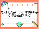 芜湖无为县十大单招培训学校(无为单招学校)