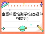 奉贤单招培训学校(奉贤单招培训)