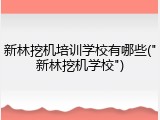 新林挖机培训学校有哪些("新林挖机学校")