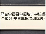 邢台宁晋县单招培训学校哪个最好(宁晋单招培训优选)