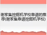 谢家集挖掘机学校靠谱的推荐(谢家集靠谱挖掘机学校)