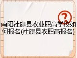 南阳社旗县农业职高学校如何报名(社旗县农职高报名)