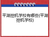 平湖挖机学校有哪些(平湖挖机学校)