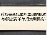 成都青羊找单招集训的机构有哪些(青羊单招集训机构)