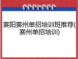 襄阳襄州单招培训班推荐(襄州单招培训)