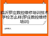 临沂罗庄数控维修培训技术学校怎么样(罗庄数控维修培训)
