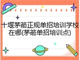 十堰茅箭正规单招培训学校在哪(茅箭单招培训点)