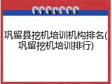 巩留县挖机培训机构排名(巩留挖机培训排行)