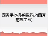 西秀学挖机学费多少(西秀挖机学费)