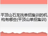 平顶山石龙找单招集训的机构有哪些(平顶山单招集训)