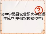 汉中宁强县农业职高学校哪年成立(宁强农校建校年)