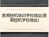 蒸湘挖机培训学校地址(蒸湘挖机学校地址)
