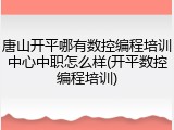 唐山开平哪有数控编程培训中心中职怎么样(开平数控编程培训)