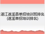 湛江遂溪县单招培训班排名(遂溪单招培训排名)