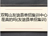 双鸭山友谊县单招集训中心是真的吗(友谊县单招集训)