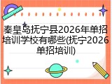 秦皇岛抚宁县2026年单招培训学校有哪些(抚宁2026单招培训)