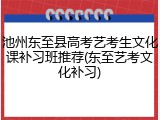 池州东至县高考艺考生文化课补习班推荐(东至艺考文化补习)