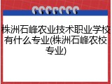 株洲石峰农业技术职业学校有什么专业(株洲石峰农校专业)