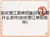 安庆望江县单招集训学校要什么条件(安庆望江单招条件)