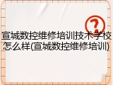 宣城数控维修培训技术学校怎么样(宣城数控维修培训)