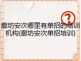 廊坊安次哪里有单招的培训机构(廊坊安次单招培训)