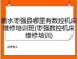 衡水枣强县哪里有数控机床维修培训班(枣强数控机床维修培训)