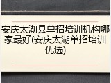 安庆太湖县单招培训机构哪家最好(安庆太湖单招培训优选)
