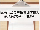 陇南两当县单招集训学校怎么报名(两当单招报名)