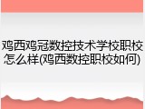 鸡西鸡冠数控技术学校职校怎么样(鸡西数控职校如何)