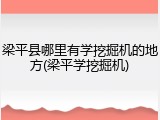 梁平县哪里有学挖掘机的地方(梁平学挖掘机)